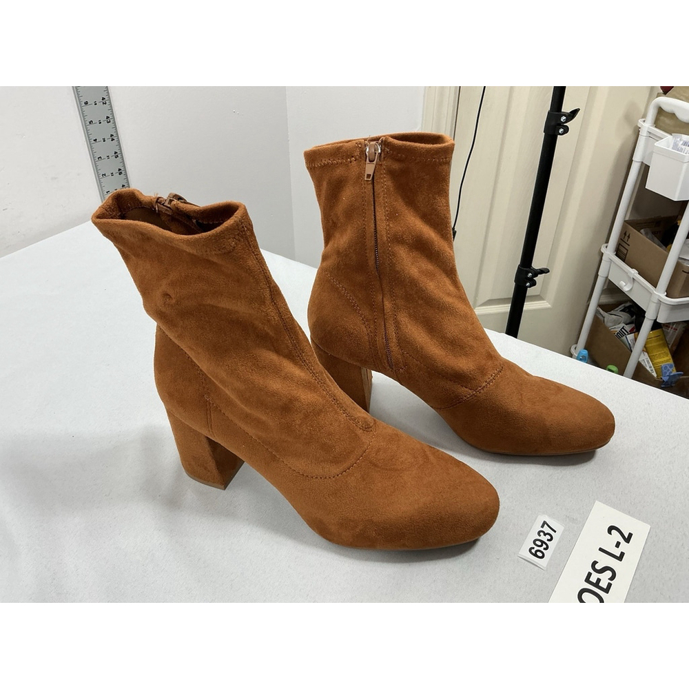 Womans Excellent Condition Fioni Ankle Boots 10 Rust Block Heel Side Zip